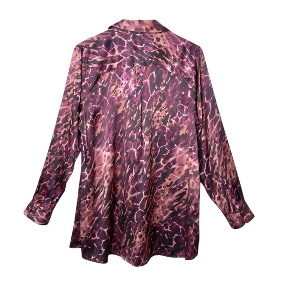 Soft Surroundings Vivi Silk Animal Print Button Up Women’s Flowy Blouse Sz XL - Picture 8 of 11
